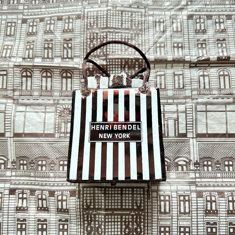 Henri Bendel Large Shopping Bag Striped Glass Ornament
